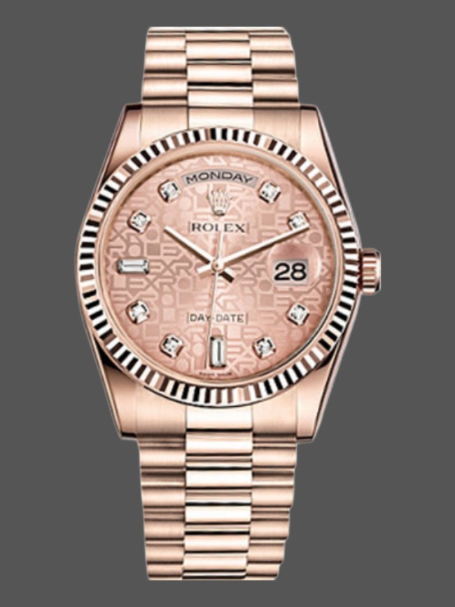 Rolex Day-Date 118235 Everose Gold Pink Jubilee dial 36mm Lady Replica Watch