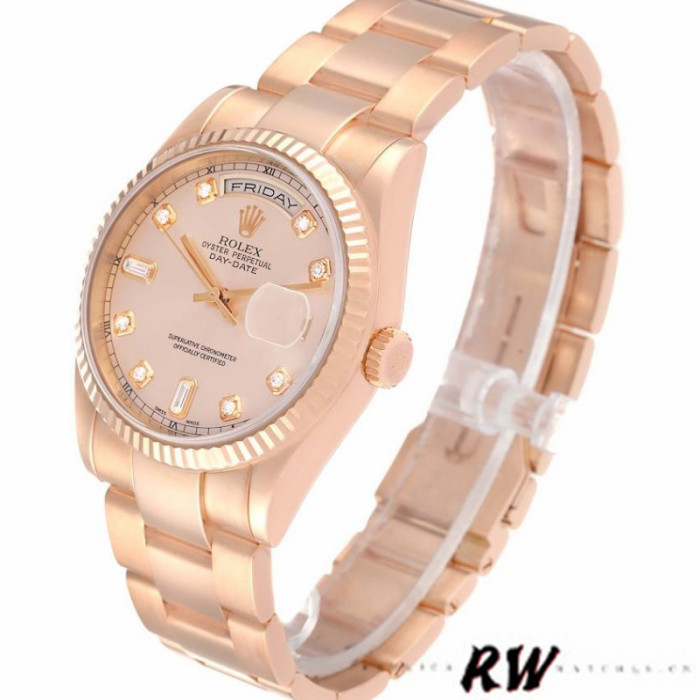 Rolex Day-Date 118235 Everose Gold Pink Diamond Dial 36mm Lady Replica Watch