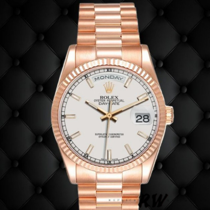 Rolex Day-Date 118235 White Dial 36mm Unisex Replica Watch