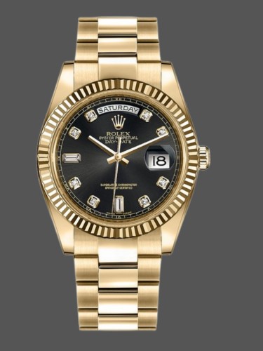 Rolex Day Date 118238 Black Diamond Dial 36mm Mens Replica Watch