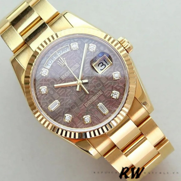 Rolex Day-Date 118238 Black MOP Diamond Dial 36mm Unisex Replica Watch
