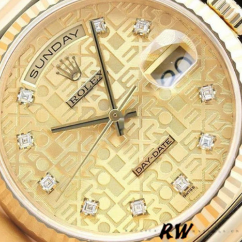 Rolex Day-Date 118238 Champagne Jubilee Diamond Dial 36mm Unisex Replica Watch