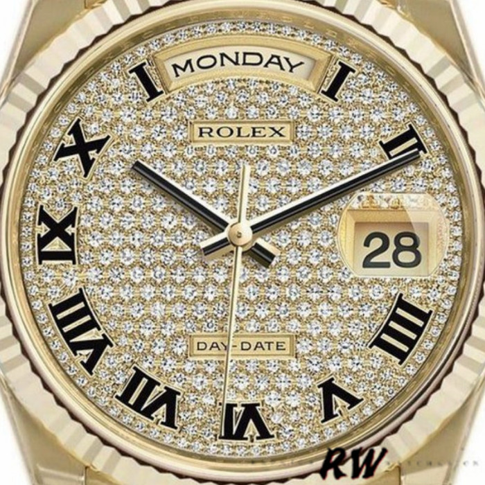 Rolex Day-Date 118238 Pave diamond dial 36mm Unisex Replica Watch