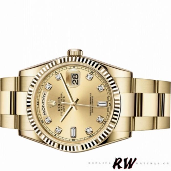 Rolex Day-Date 118238 Champagne Diamond Dial 36mm Unisex Replica Watch