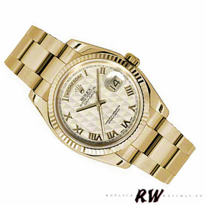 Rolex Day-Date 118238 Roman Numeral Pyramid Ivory Dial 36mm Unisex Replica Watch
