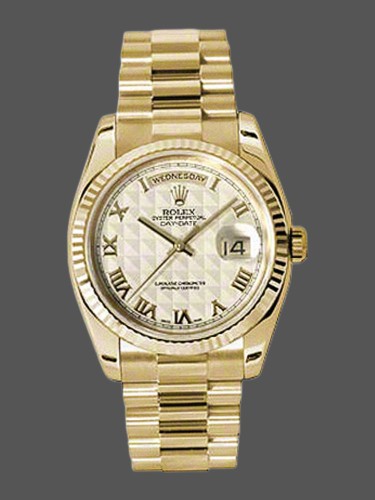 Rolex Day-Date 118238 Ivory Dial Fluted Bezel 36mm Unisex Replica Watch