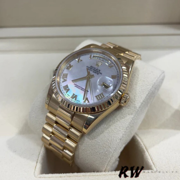 Rolex Day-Date 118238 White Mother of Pearl Roman Dial 36mm Unisex Replica Watch