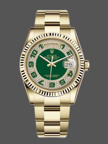 Rolex Day-Date 118238 Green Diamond Pave Dial 36mm Unisex Replica Watch