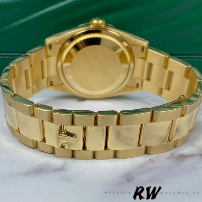 Rolex Day-Date 118238 Yellow Gold Silver dial Fluted Bezel 36mm Unisex Replica Watch