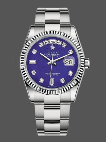Rolex Day-Date 118239 White Gold Diamond Lapis Lazuli Blue Dial 36mm Unisex Replica Watch