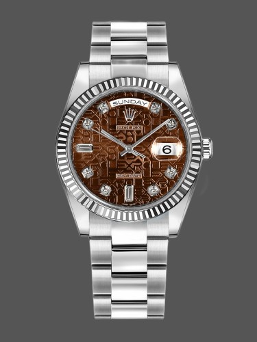 Rolex Day-Date 118239 White Gold Jubilee Chocolate Brown Dial 36mm Unisex Replica Watch