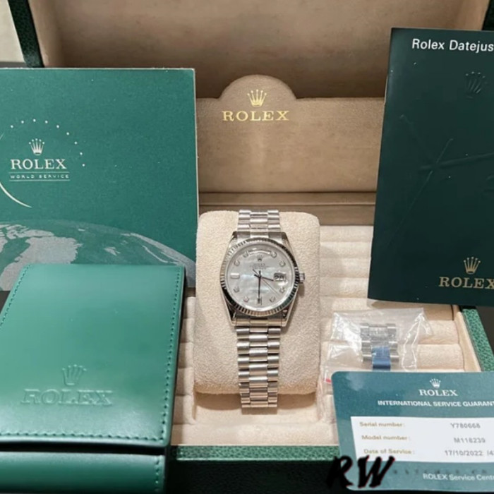 Rolex Day-Date 118239 MOP Dial 36mm Unisex Replica Watch