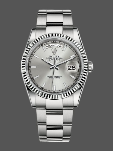 Rolex Day-Date 118239 White Gold Silver dial 36mm Unisex Replica Watch