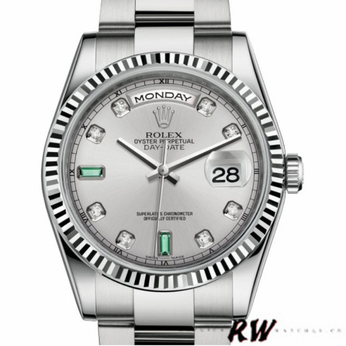 Rolex Day-Date 118239 Rhodium grey Dial white gold 36mm Unisex Replica Watch