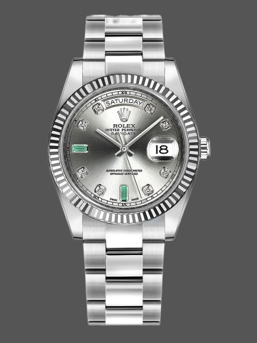 Rolex Day-Date 118239 Rhodium grey Dial white gold 36mm Unisex Replica Watch