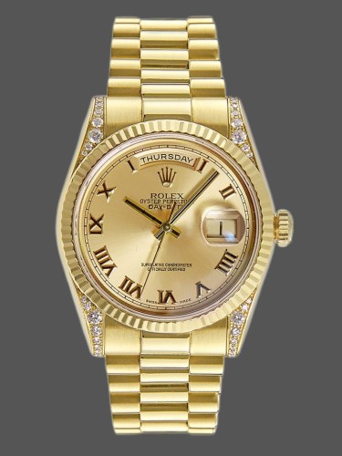 Rolex Day-Date 118338 Champagne Dial Roman Numerals 36mm Unisex Replica Watch