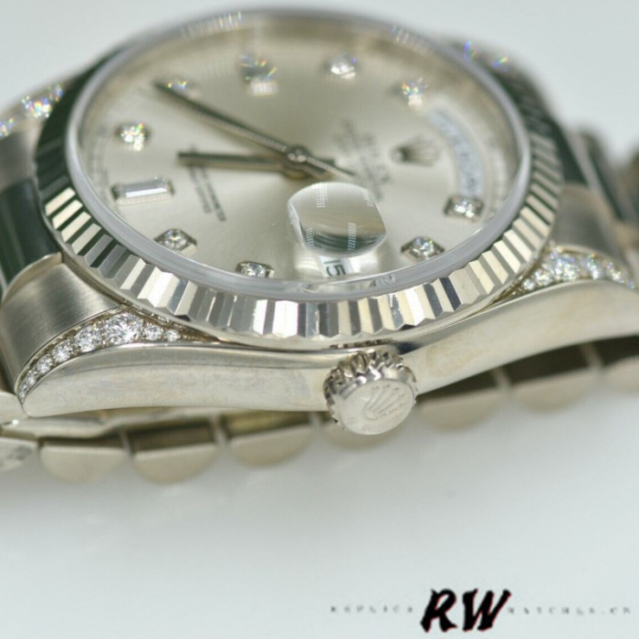 Rolex Day Date 118339 Silver Dial Fluted Bezel 36mm Unisex Replica Watch