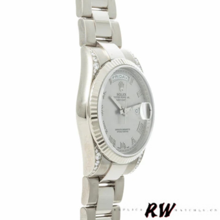 Rolex Day Date 118339 White Gold white Dial Fluted Bezel 36mm Unisex Replica Watch