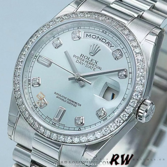 Rolex Day Date 118346 Ice Blue Dial 36mm Unisex Replica Watch