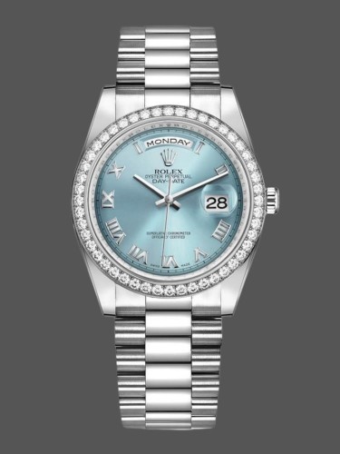 Rolex Day Date 118346 Roman Ice Blue Dial 36mm Unisex Replica Watch