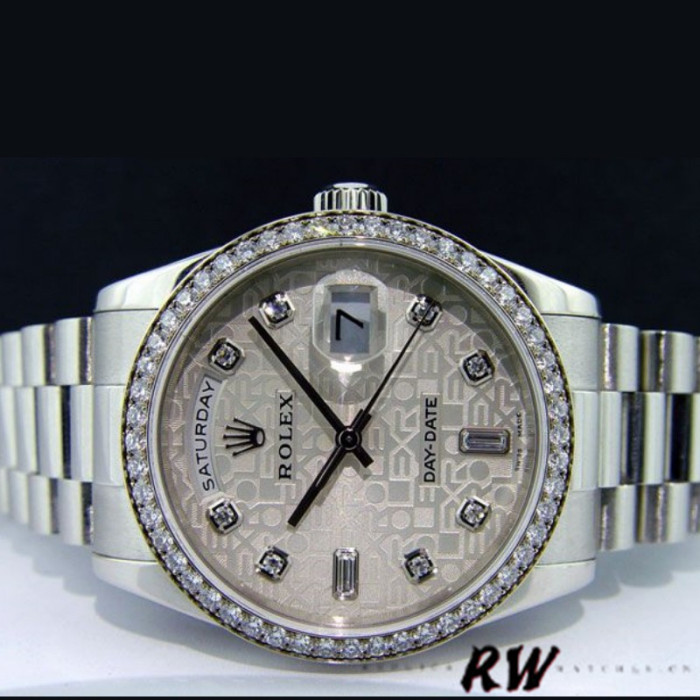 Rolex Day Date 118346 Silver Jubilee Diamond Dial 36mm Unisex Replica Watch