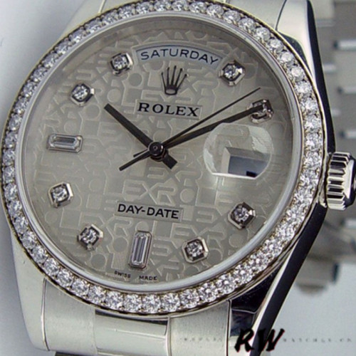 Rolex Day Date 118346 Silver Jubilee Diamond Dial 36mm Unisex Replica Watch