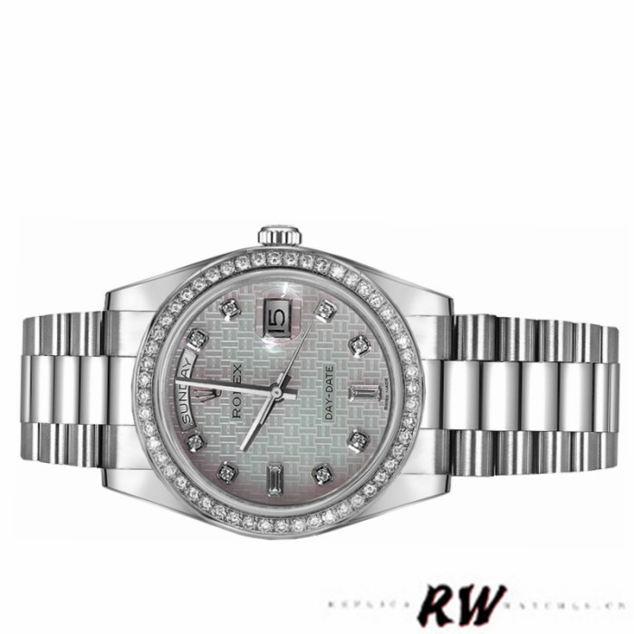 Rolex Day Date 118346 Oxford Motif Diamond Dial 36mm Unisex Replica Watch