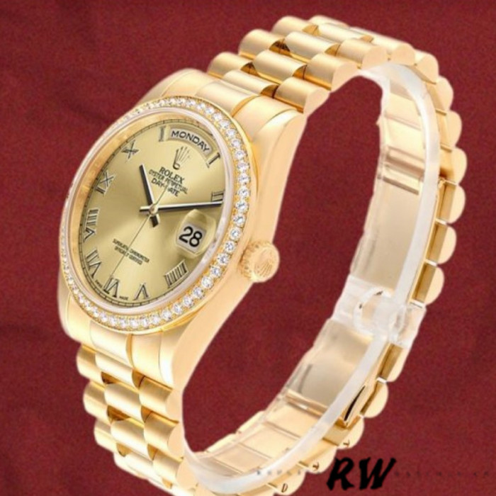 Rolex Day Date 118348 Champagne dial Yellow Gold 36mm Unisex Replica Watch