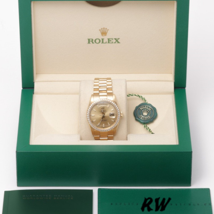 Rolex Day Date 118348 Champagne Index Dial Yellow Gold 36mm Unisex Replica Watch