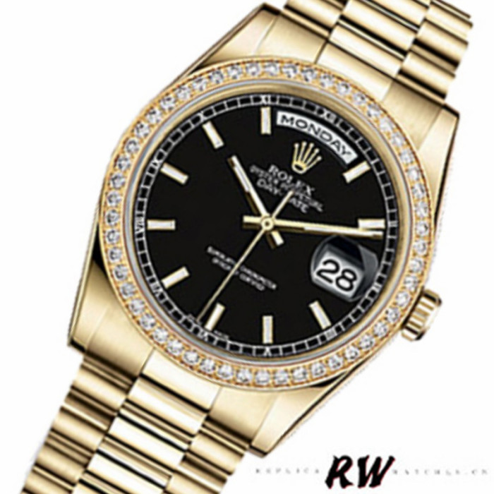 Rolex Day Date 118348 Black Dial 36mm Unisex Replica Watch