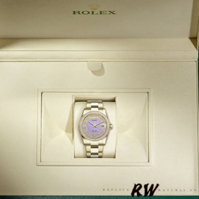 Rolex Day Date 118348 Lavender Jade Carousel Dial Yellow Gold 36mm Unisex Replica Watch