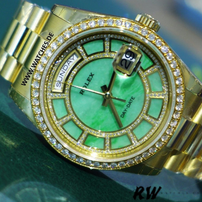Rolex Day Date 118348 Green Dial Yellow Gold 36mm Unisex Replica Watch
