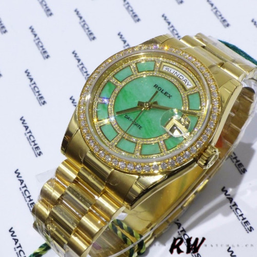 Rolex Day Date 118348 Green Dial Yellow Gold 36mm Unisex Replica Watch