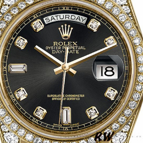 Rolex Day-Date 118388 yellow gold Black Diamond Dial 36mm Unisex Replica Watch