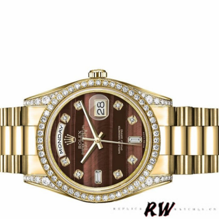 Rolex Day-Date 118388 Bull's Eye Brown Dial 36mm Unisex Replica Watch