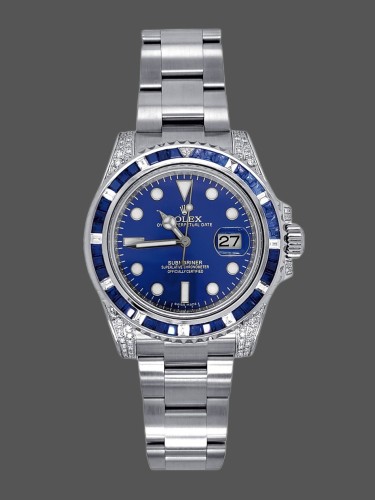 Rolex Submariner Date 116610LN Custom Diamond Stainless Steel Blue Dial 40MM Mens Replica Watch