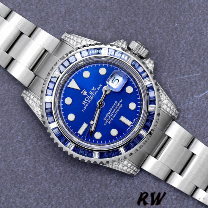 Rolex Submariner Date 116610LN Custom Diamond Stainless Steel Blue Dial 40MM Mens Replica Watch