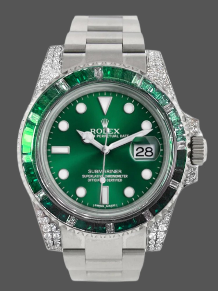 Rolex Submariner 40mm 116610LN Mens Stainless Steel Watch “Hulk”  Customization Refinished Green Diamond Dial Factory Clone Green Ceramic  Bezel Insert