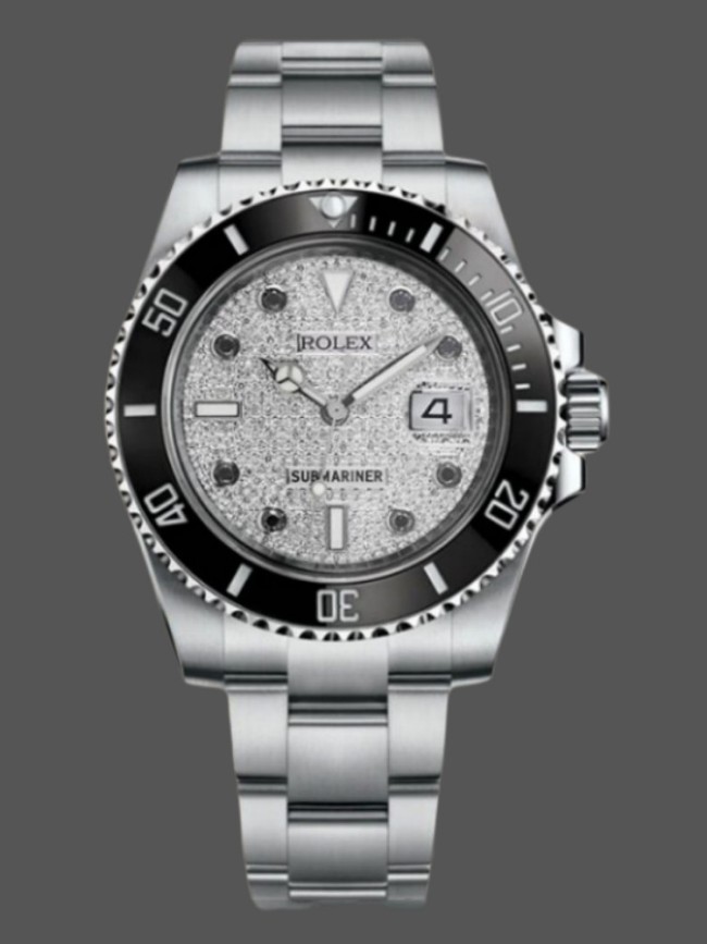 Rolex Submariner 116610 Diamond Paved Dial Stainless Steel 40mm Mens Replica Watch