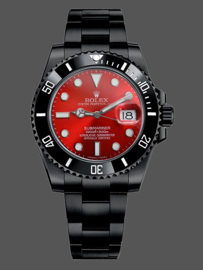 Rolex Submariner Date 116610LN Red Dial Black PVD/DLC Stainless Steel 40MM Mens Replica Watch