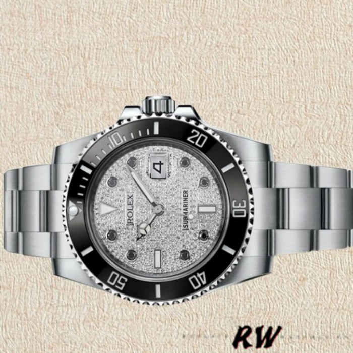 Rolex Submariner 116610 Diamond Paved Dial Stainless Steel 40mm Mens Replica Watch