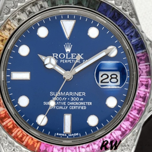Rolex Submariner 116610 Blue Dial Blue Rubber strap 40mm Mens Replica Watch