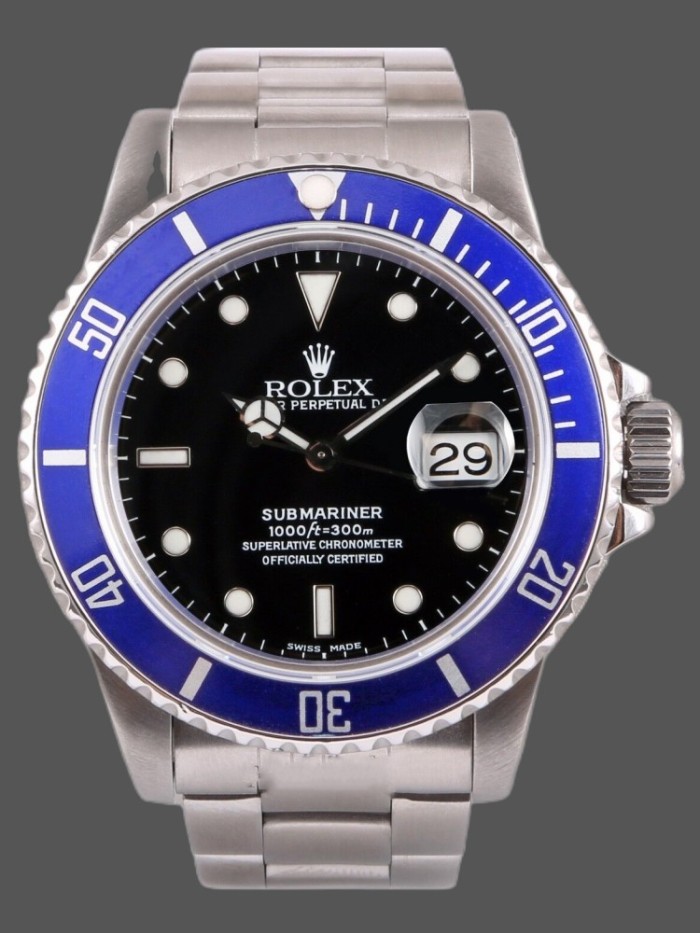 Rolex Submariner Date 16610 Blue Ceramic Black Dial 40mm Mens Replica Watch