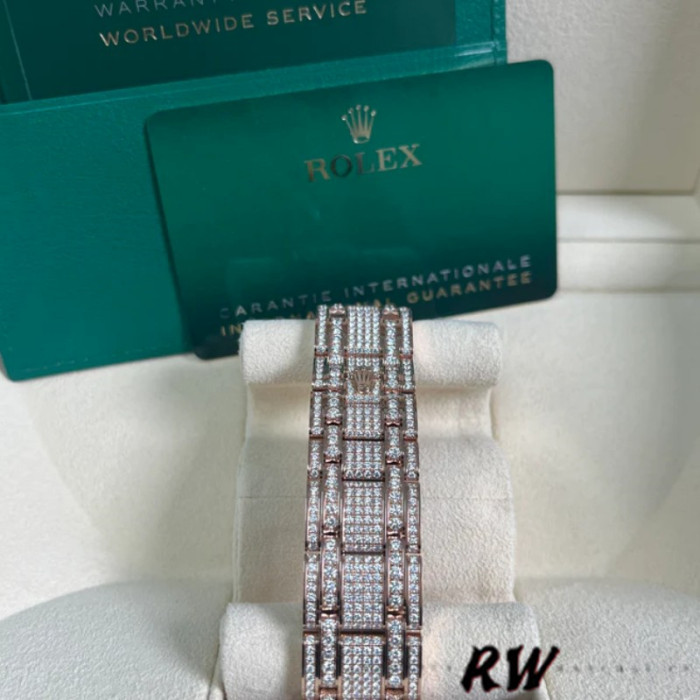 Rolex Pearlmaster 86405RBR Everose Gold Paved Diamond dial 39mm Mens Replica Watch