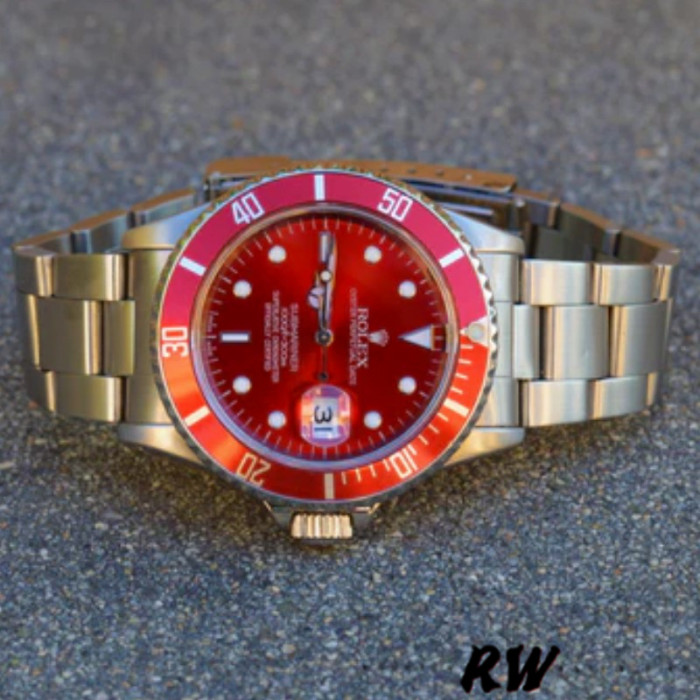 Rolex Submariner 16610 Stainless Steel Refinished Red Dial 40mm Mens Replica Watch