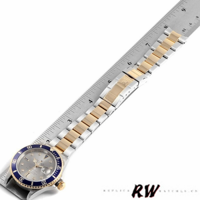 Rolex Submariner 16613 Steel Gold Diamond Sapphire Serti Dial 40mm Mens Replica Watch