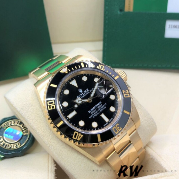 Rolex Submariner 116618 Yellow Gold Black Dial 40mm Mens Replica Watch