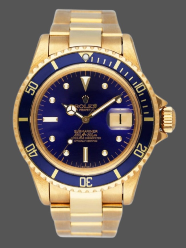 Rolex Submariner 1680 Blue dial Yellow Gold 40mm Mens Replica Watch