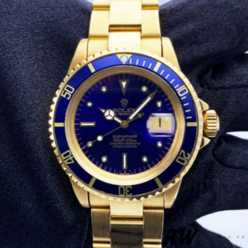 Rolex Submariner 1680 Blue dial Yellow Gold 40mm Mens Replica Watch