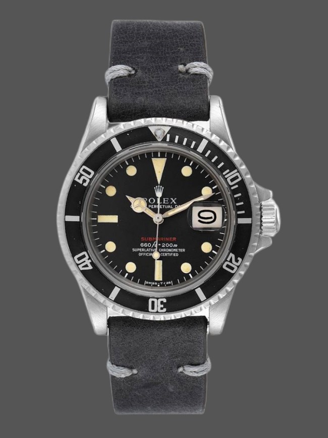 Rolex Submariner 1680 Black Dial Grey Leather Strap 40mm Mens Replica Watch